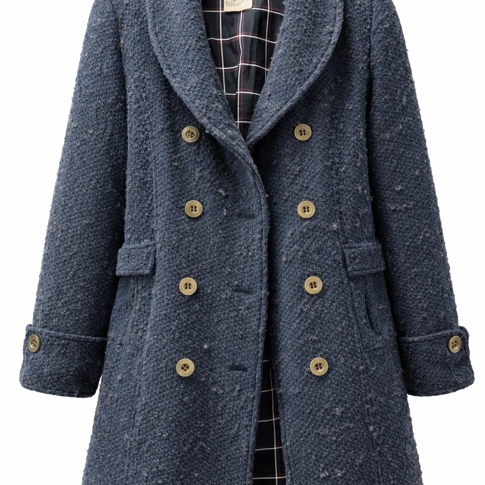 Tulle Double-Breasted Navy Pea Coat